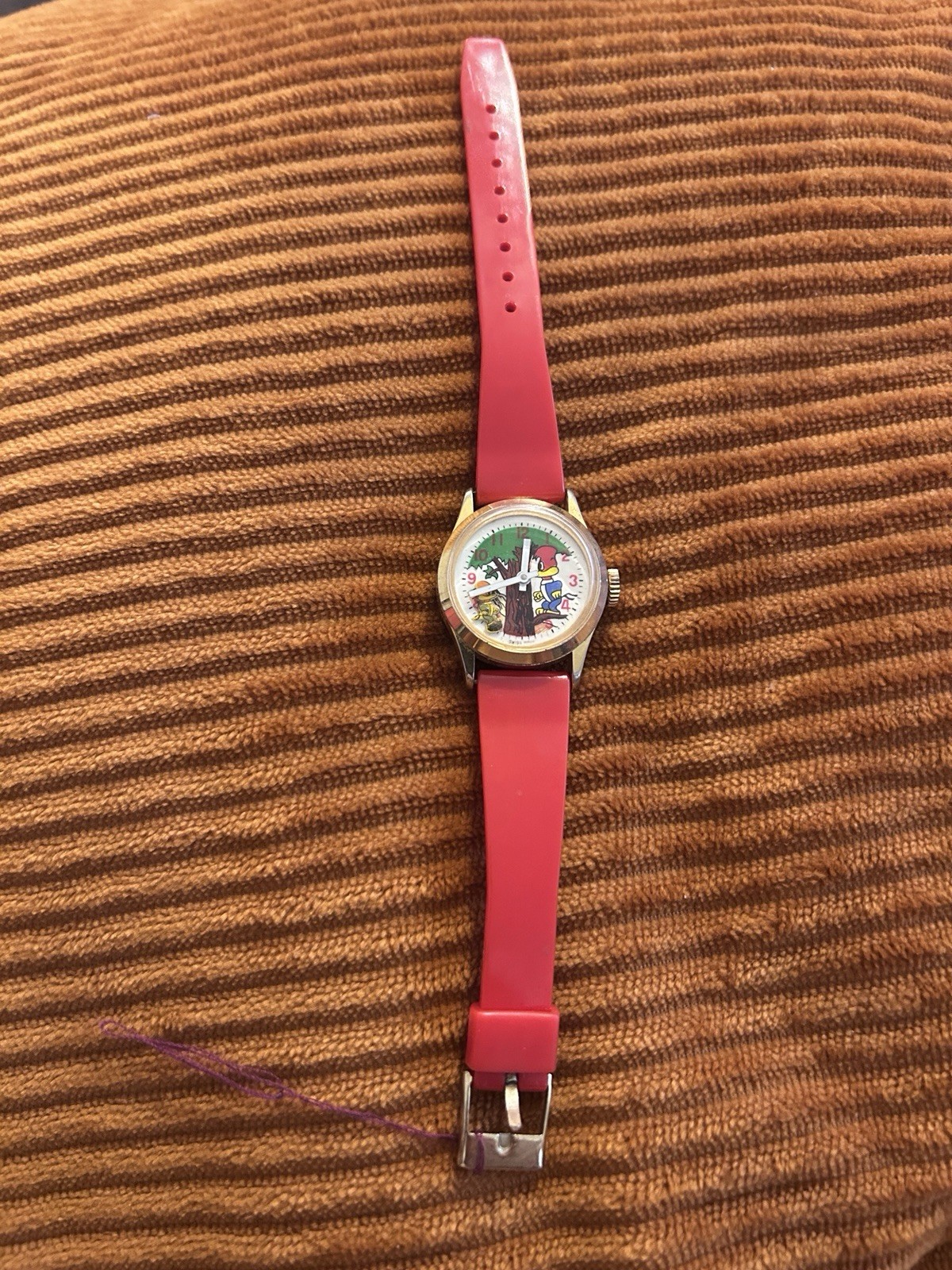 Vintage 1970s Woody Woodpecker Cartoon Wristwatch Red Bird Child Theme 14mm work Vintage 1970s Woody Woodpecker Cartoon Wristwatch Red Bird Child Theme 14mm work