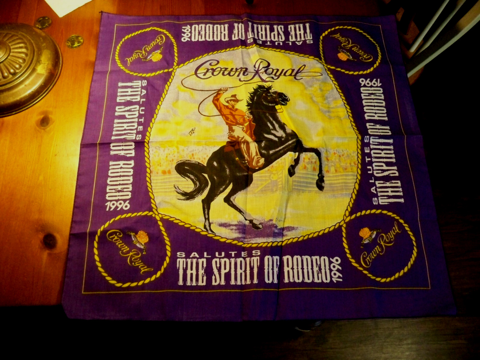 Crown Royale Salutes The Spirit Of The Rodeo Bandana 1996 Horse Alcohol 21” x 21