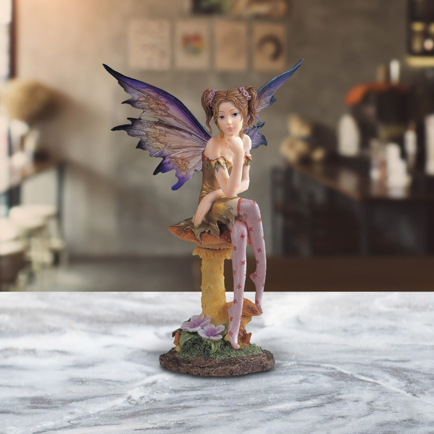 Golden Fairy with Clear Wings Statue 8"H Fantasy Collectible Figurine Room Decor Golden Fairy with Clear Wings Statue 8"H Fantasy Collectible Figurine Room Decor