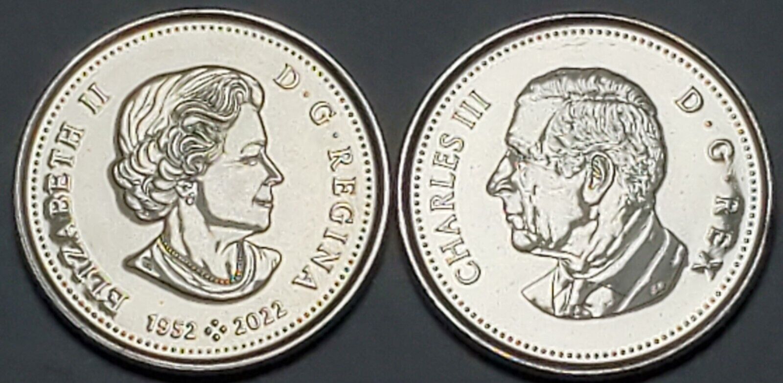 Both 2023 King Charles III /Elizabeth II CANADA 50 Cent Half Dollar FIRST STRIKE