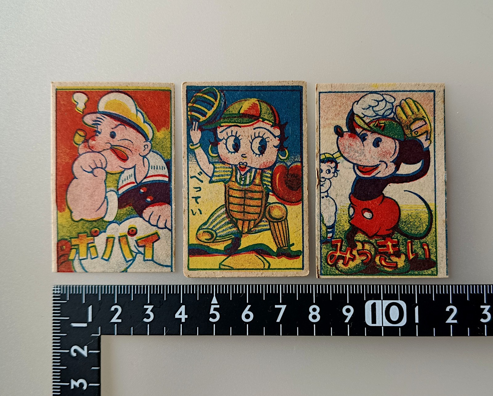 Mickey Mouse Betty Boop Popeye Vintage Menko 3 cards 1948 Japanese Tracking Mickey Mouse Betty Boop Popeye Vintage Menko 3 cards 1948 Japanese Tracking