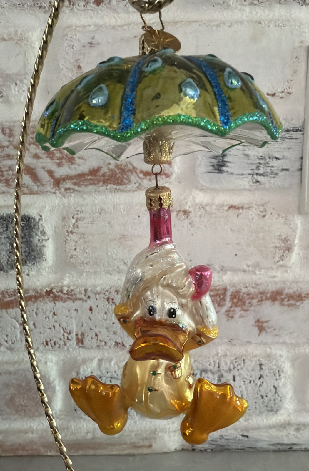 Rare Christopher Radko Quackin Mack Christmas Ornament Duck Umbrella READ Rare Christopher Radko Quackin Mack Christmas Ornament Duck Umbrella READ