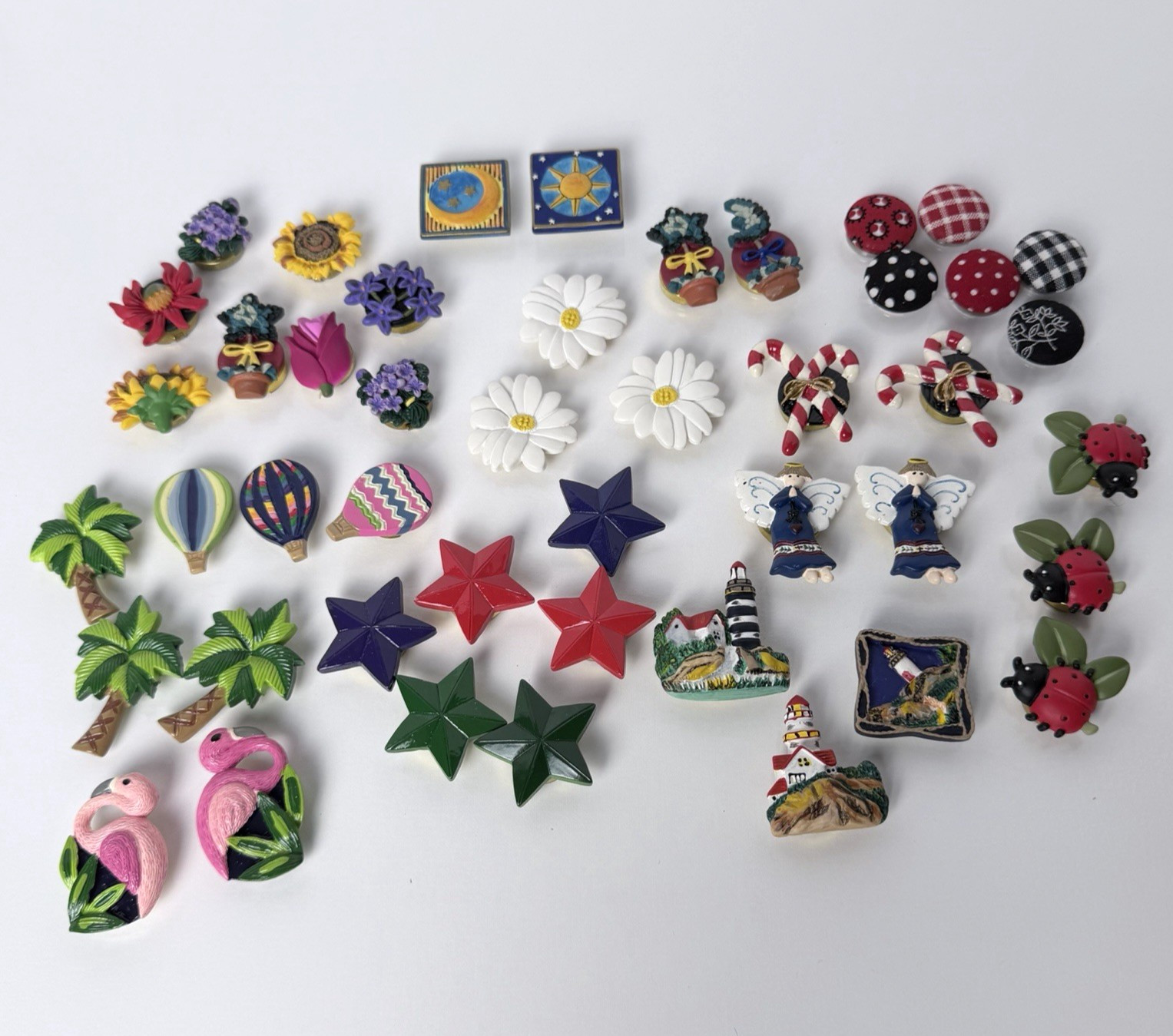 Vtg Lot 45 Quacker Factory Button Covers Ladybug Celestial Flamingos Lighthouse