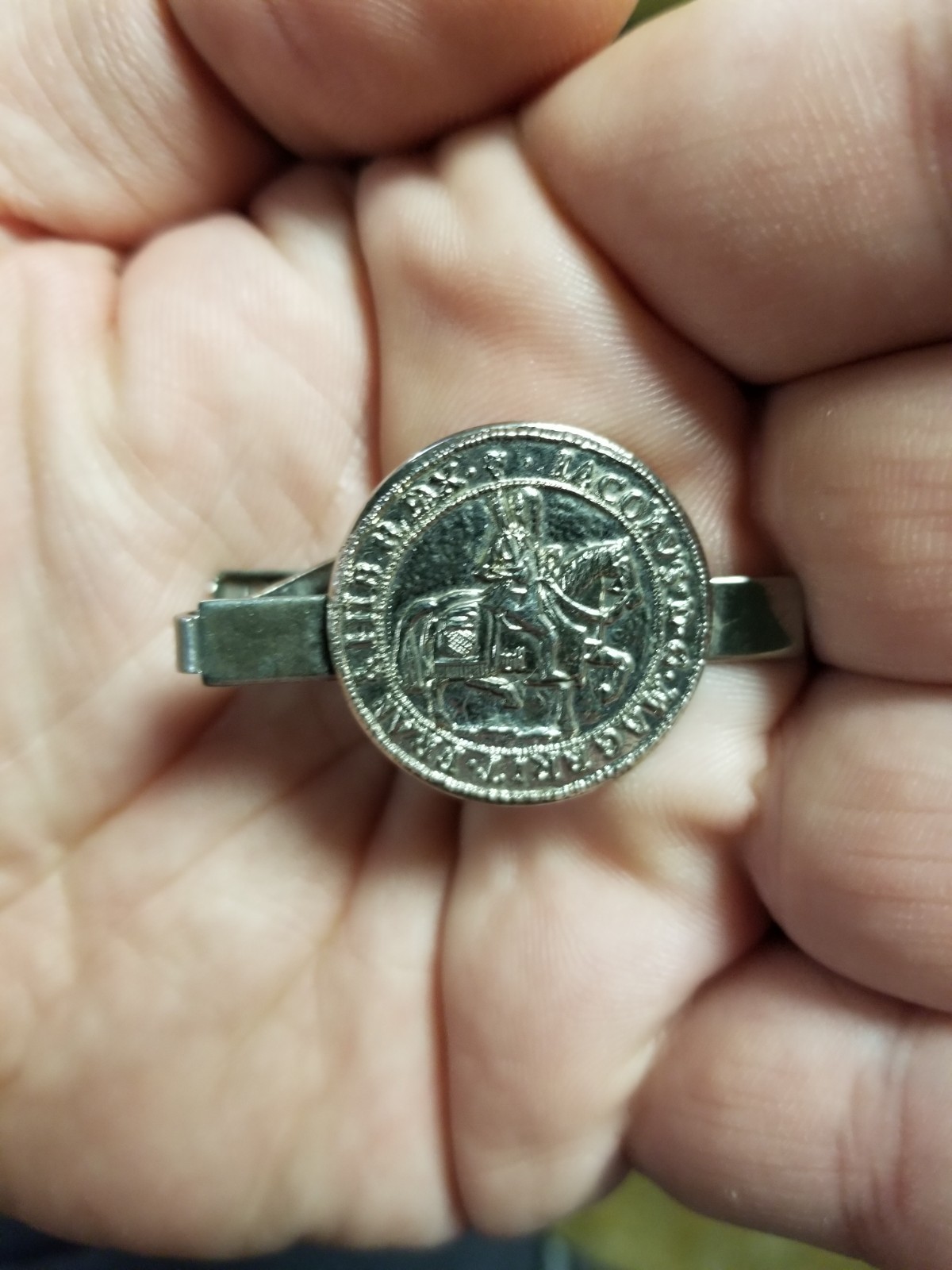 Knights Templar Vintage Silver Tone Tie Clip Clasp Medallion Seal Knights Templar Vintage Silver Tone Tie Clip Clasp Medallion Seal