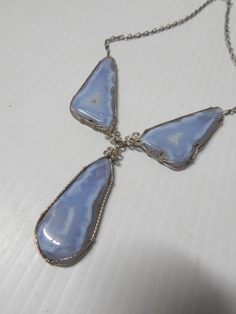 XTRA NICE MEXICAN / SOUTHWESTERN STERLING SILVER violet colored stone NECKLACE