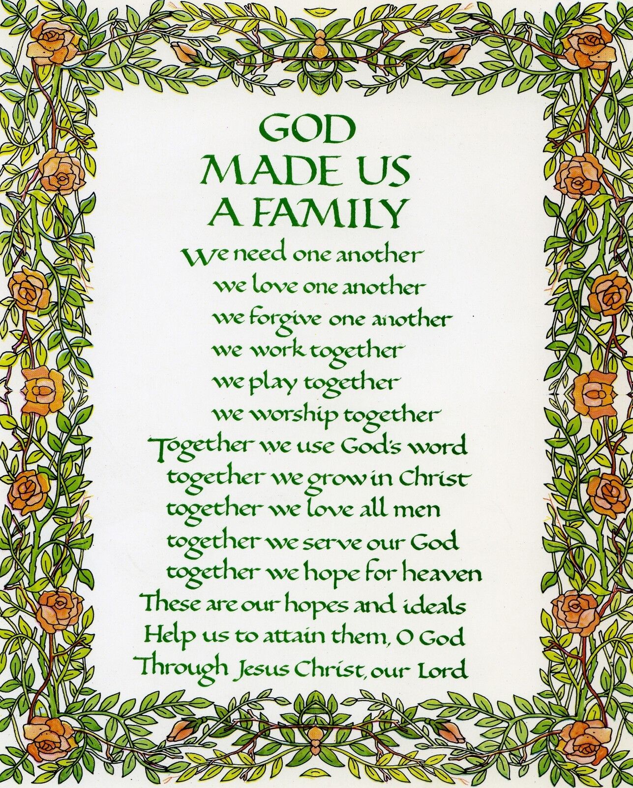 Catholic print picture - GOD MADE US A FAMILY  -   8\