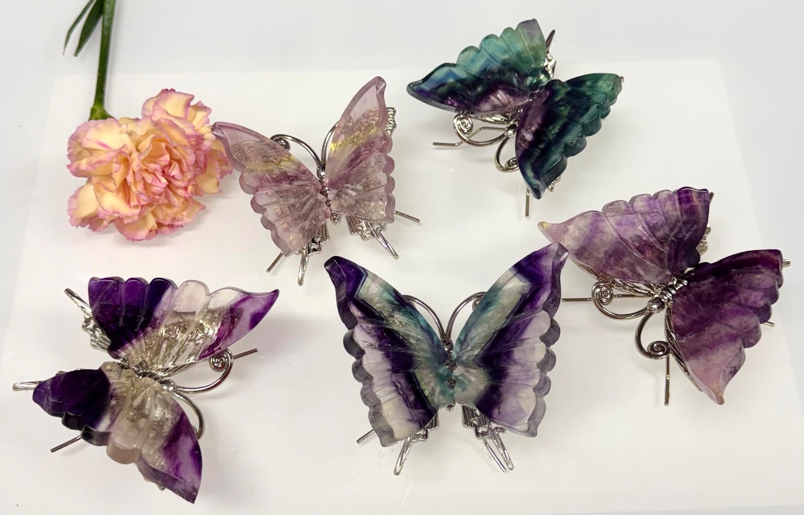 Wholesale 5 PCs Natural Fluorite Butterfly 🦋 Crystals Energy Healing Wholesale 5 PCs Natural Fluorite Butterfly 🦋 Crystals Energy Healing