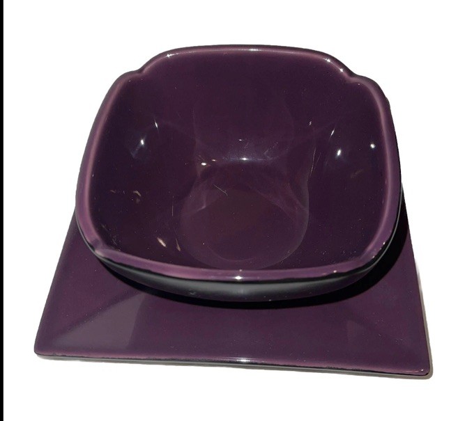 Nice PartyLite Zen Candle Holder Set Purple Ceramic Modern Square Glazed