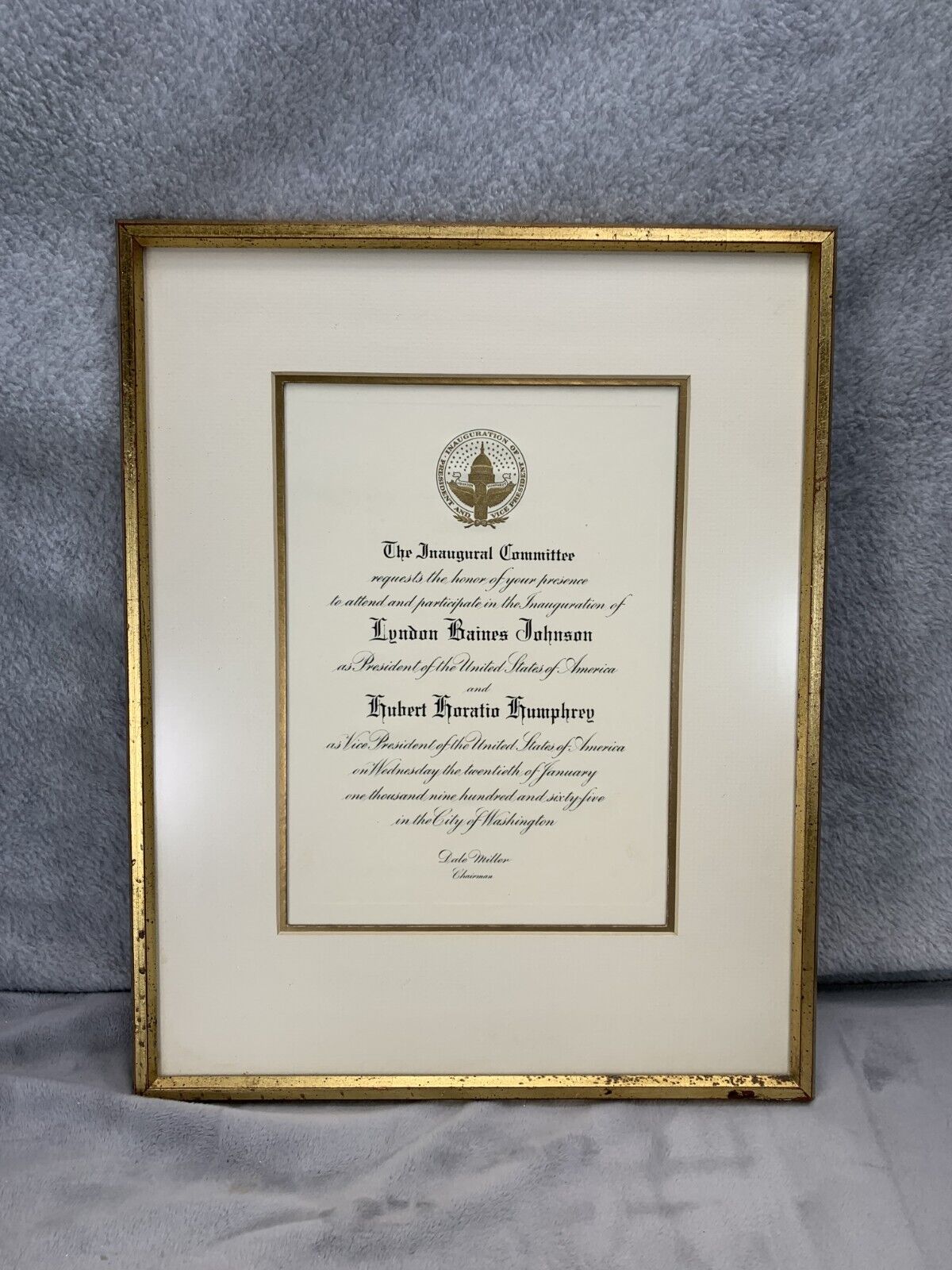 Original Lyndon B. Johnson Inauguration Invitation - Framed