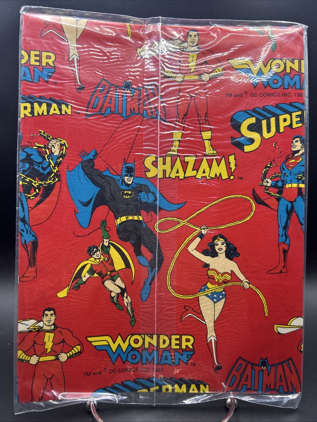 Vintage 1981 DC Comics Gift Wrap Batman Superman Wonder Woman Flash