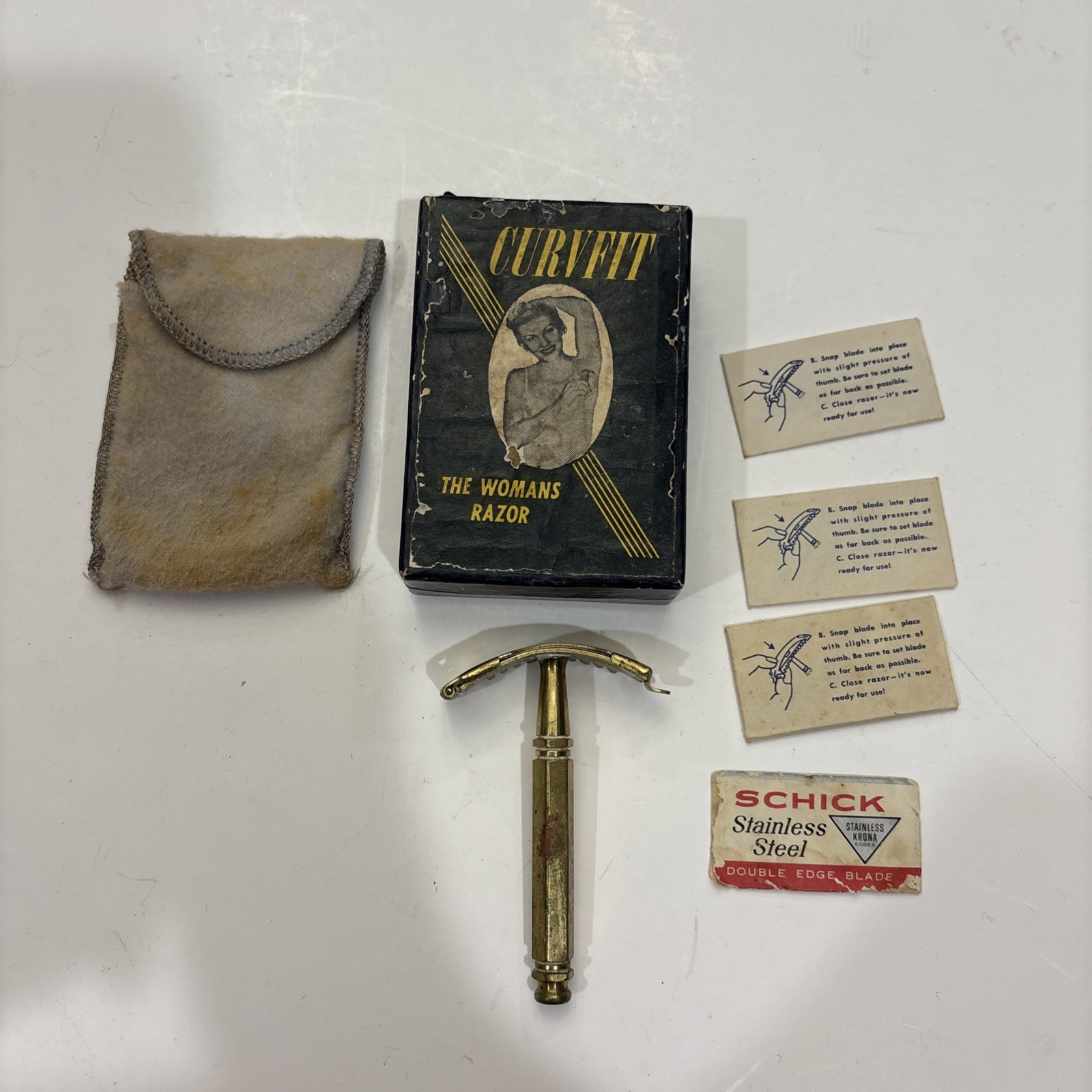 Vtg. For Collectors Curvfit Womens Ladies Gold Plated Safety Razor Original Box