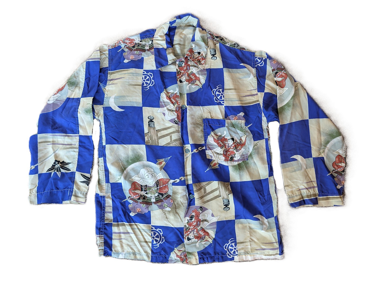 Vintage 1950's Aloha Hawaiian Shirt Silk Japan Long Sleeve sz M Itoman Kimono Vintage 1950's Aloha Hawaiian Shirt Silk Japan Long Sleeve sz M Itoman Kimono