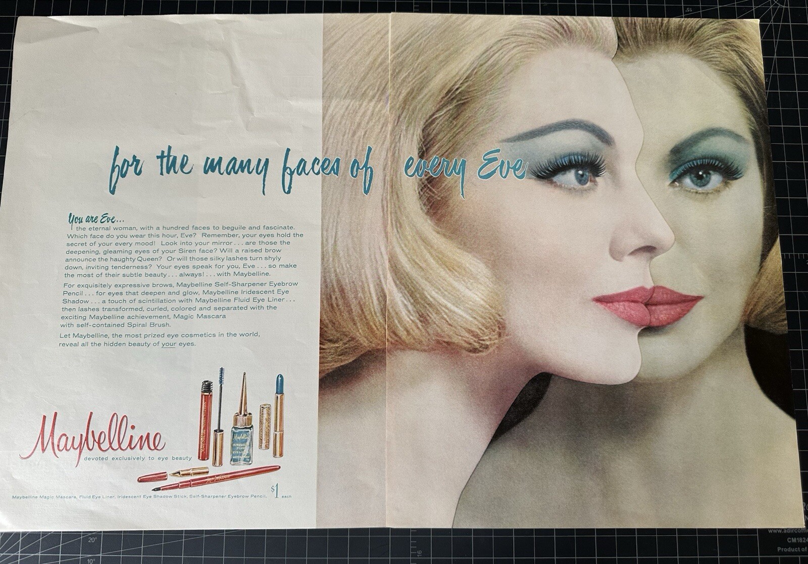 Vintage 1960s Maybelline Cosmetics 2-Page Print Ad Vintage 1960s Maybelline Cosmetics 2-Page Print Ad