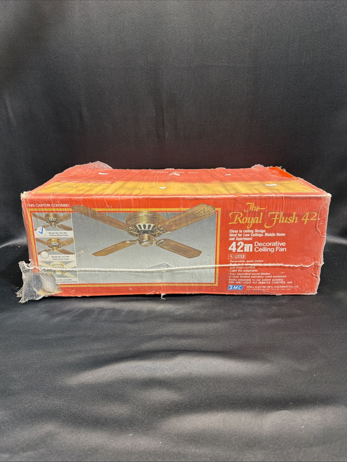 Vintage SMC Ceiling Fan 42" Park Avenue Polished Brass Finish Decorative NEW NOS