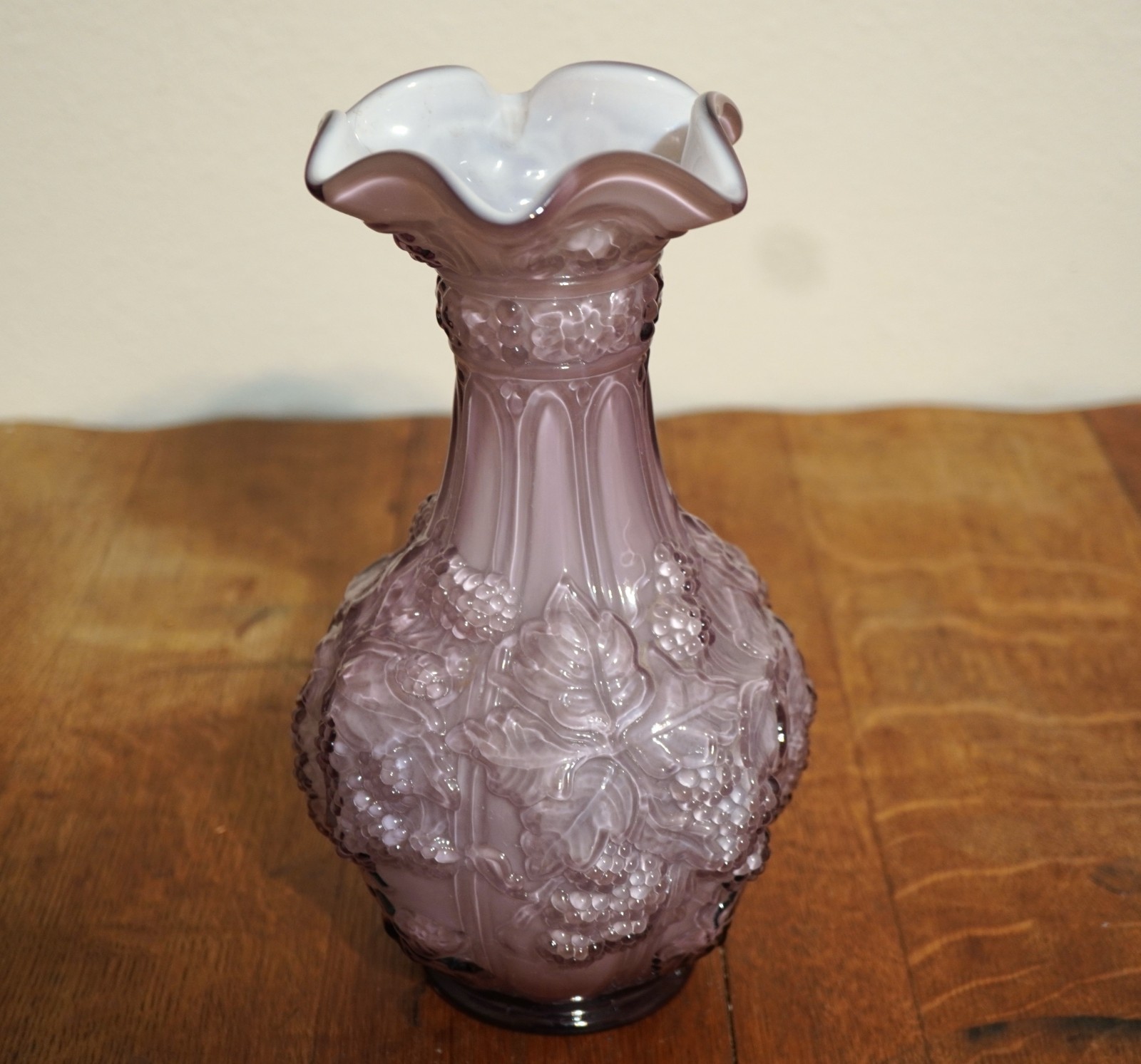 Vintage Imperial Glass Purple Cased Loganberry Carnival Glass Vase Vintage Imperial Glass Purple Cased Loganberry Carnival Glass Vase
