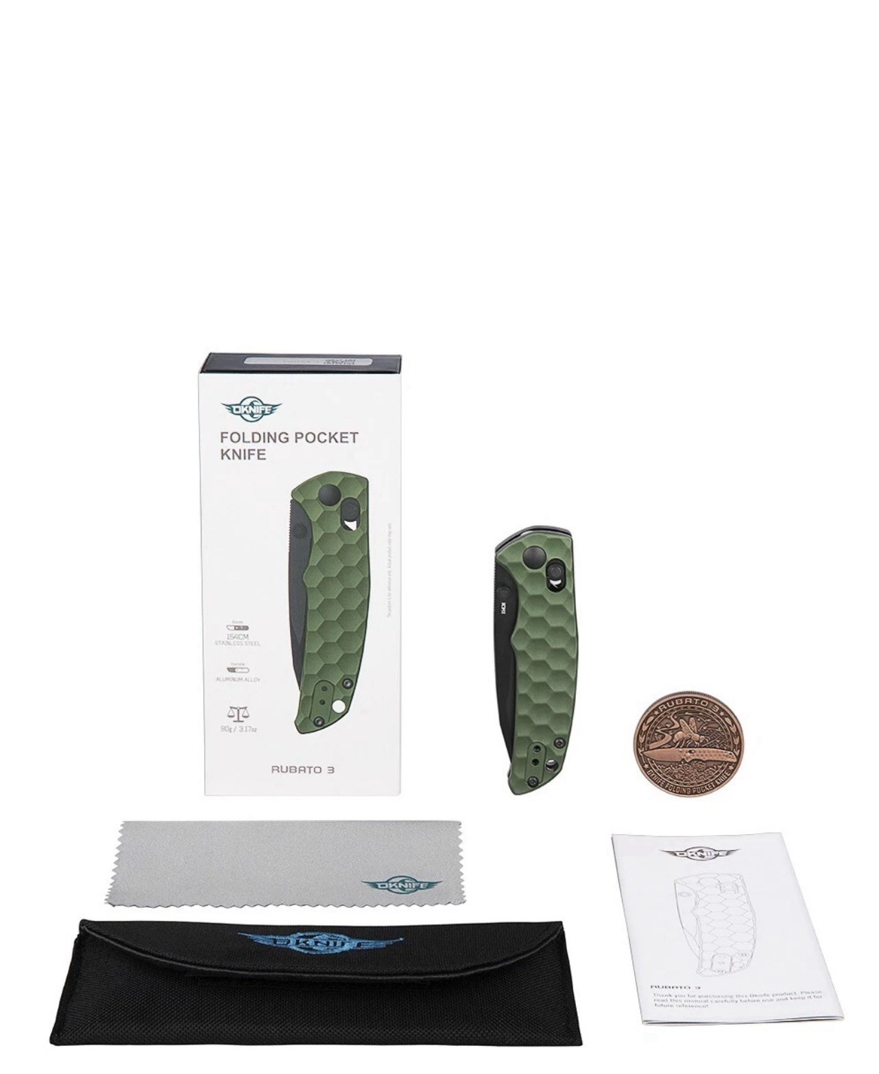 Olight Oknife Rubato 3 EDC Pocket Folding Knife, 154CM SS Blade, OD Green Handle