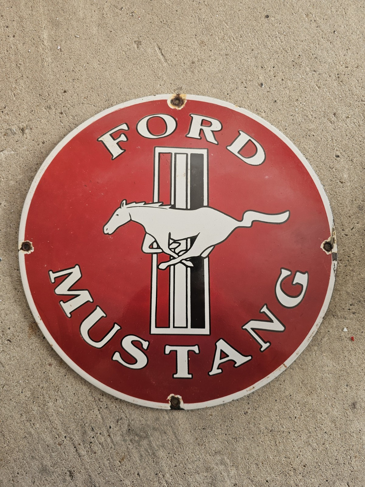 VINTAGE 1960'S FORD MUSTANG PORCELAIN DEALERSHIP SIGN 12"