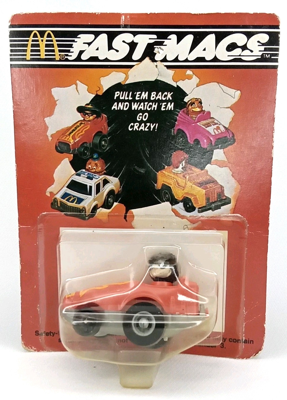 Vintage 1985 Mcdonald's Fast Macs Hamburglar Roadster Promotional Toy Sealed