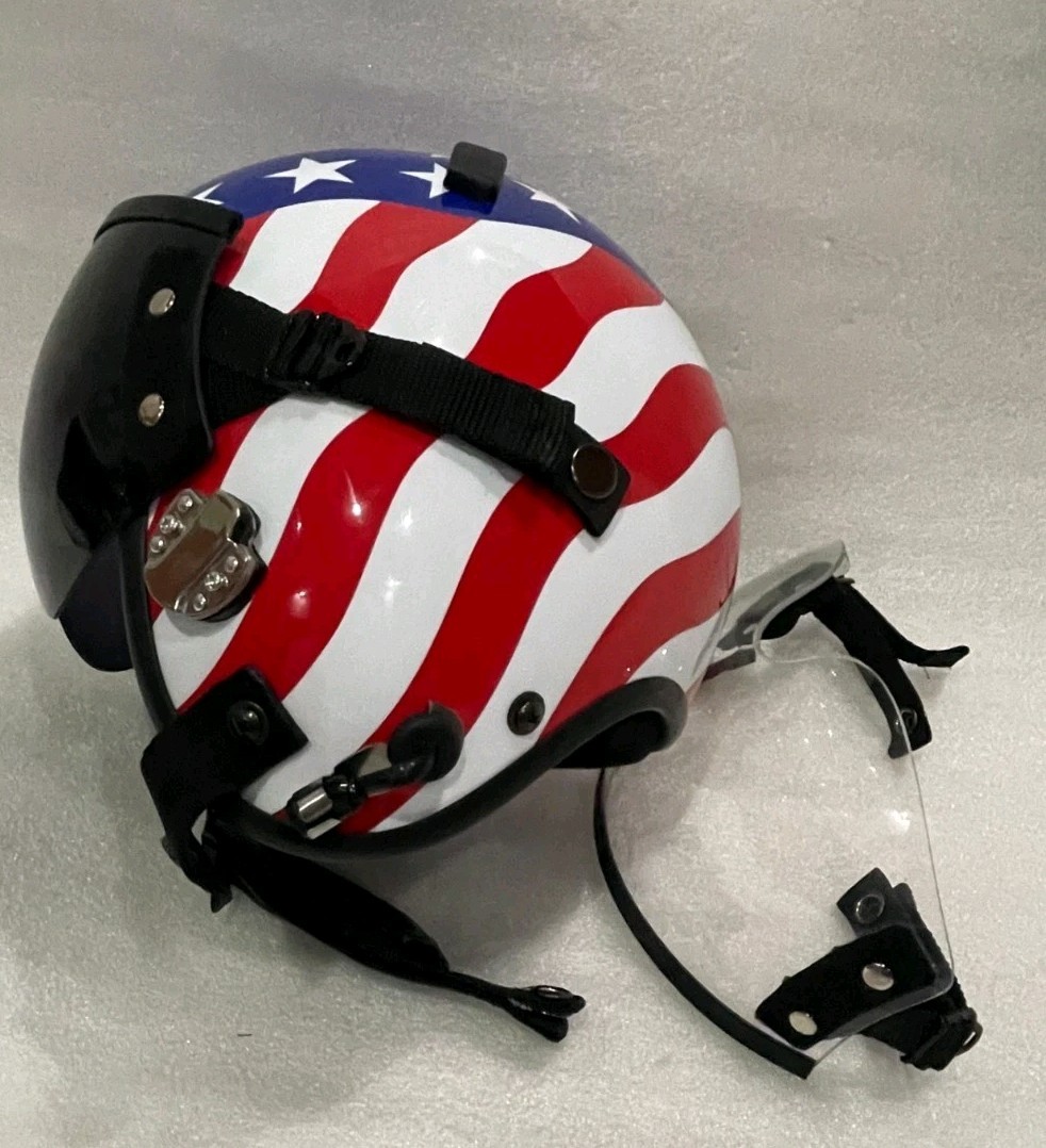 HGU-55 CUSTOM FLIGHT  PILOT HELMET  "AMERICAN FLAG"+BADGE