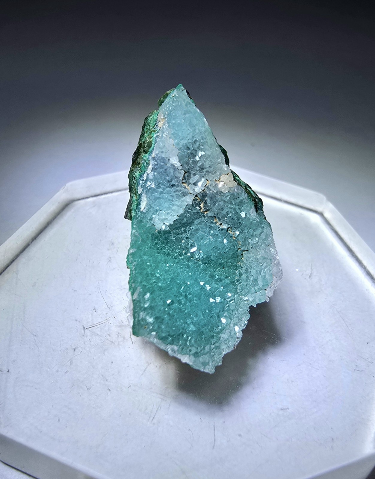 ***BEAUTIFUL-Sparkling Quartz on Chrysocolla Malachite, TN mine Arizona***
