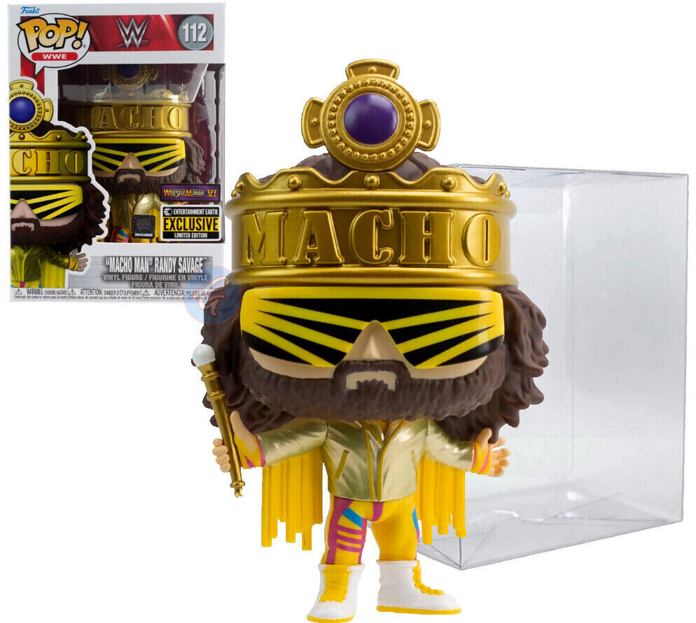 Exclusive WWE King Macho Man Metallic Funko Pop Vinyl Figure in Protector