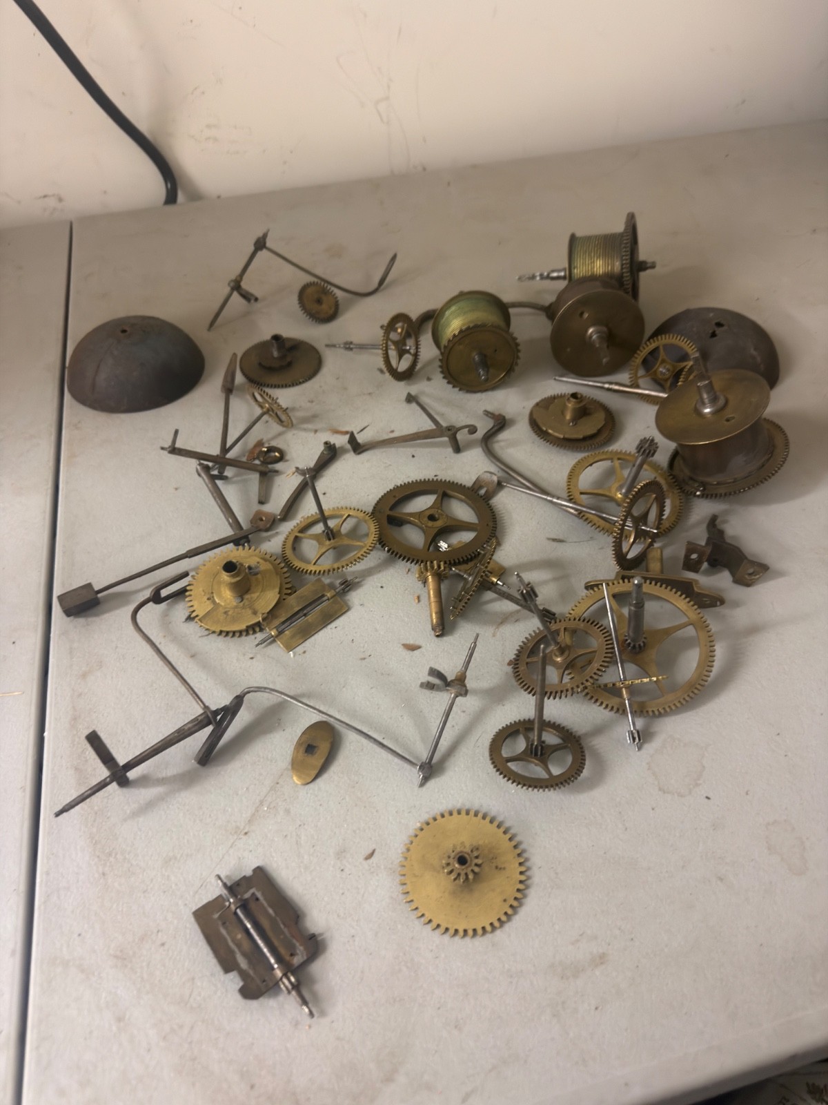 18th C Antique Brass 8 day long case Grandfather Clock Parts Lot 18th C Antique Brass 8 day long case Grandfather Clock Parts Lot