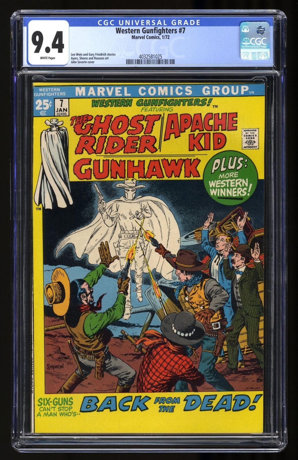 Western Gunfighters #7 CGC NM 9.4 White Pages Ghost Rider Appearance Marvel