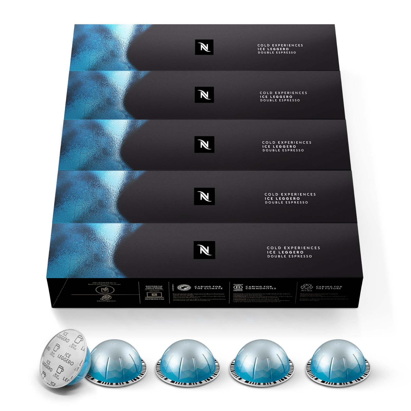 Nespresso Vertuo Ice Leggero Double Espresso Coffee, 50-Count Iced Coffee Pods