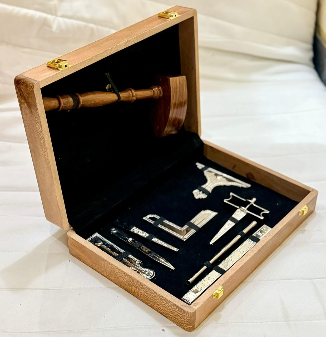 Vintage Masonic Toolbox Complete Set of Masonic Tools for Freemasonry Vintage Masonic Toolbox Complete Set of Masonic Tools for Freemasonry