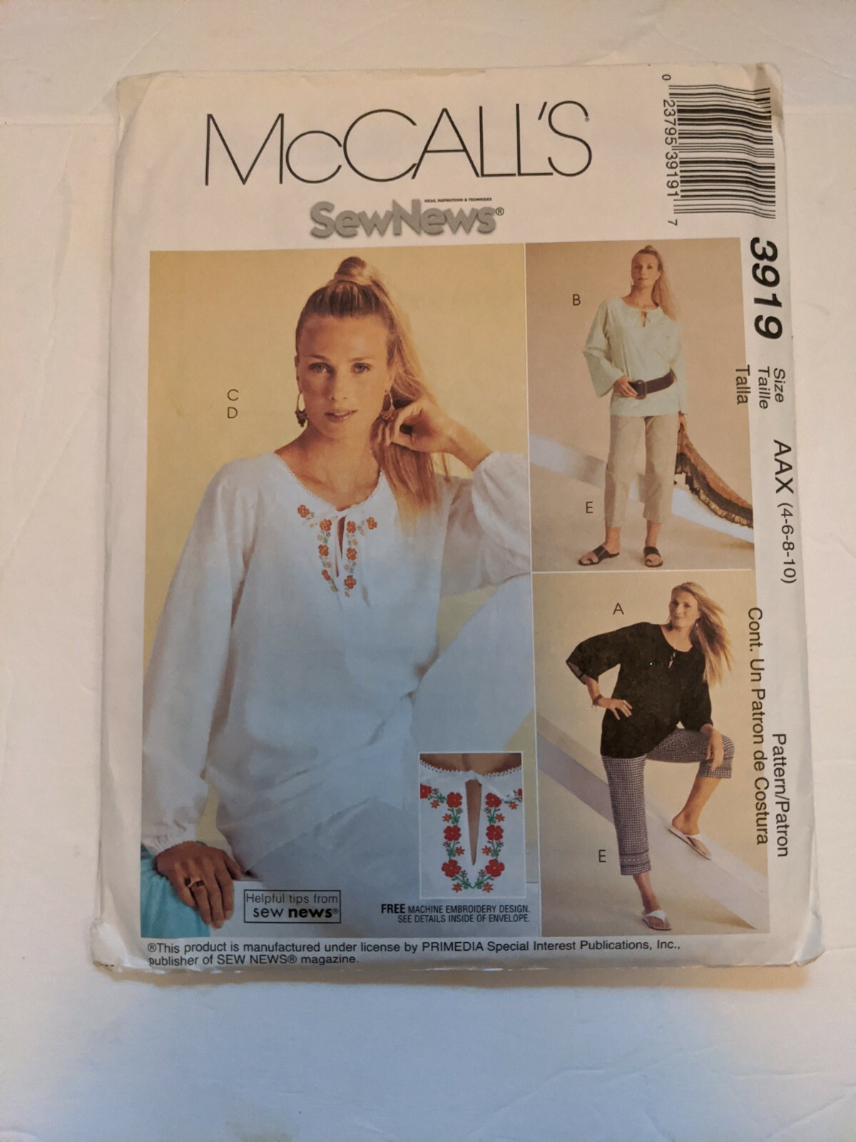 2003 Vintage MCCALL'S 3919 Misses' Miss Petite Top Pants 2 Lengths Size AAX 