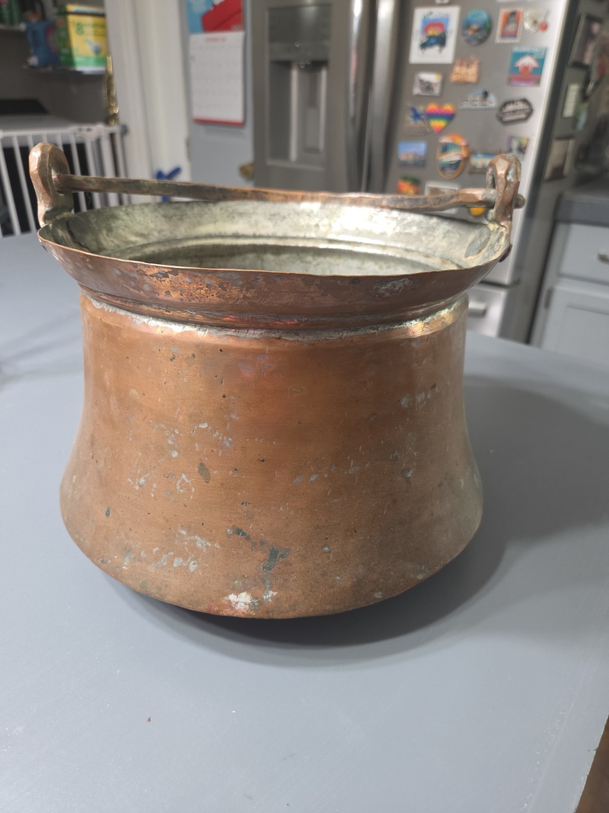 Antique Hand Hammered Copper Cauldron Pot Kettle
