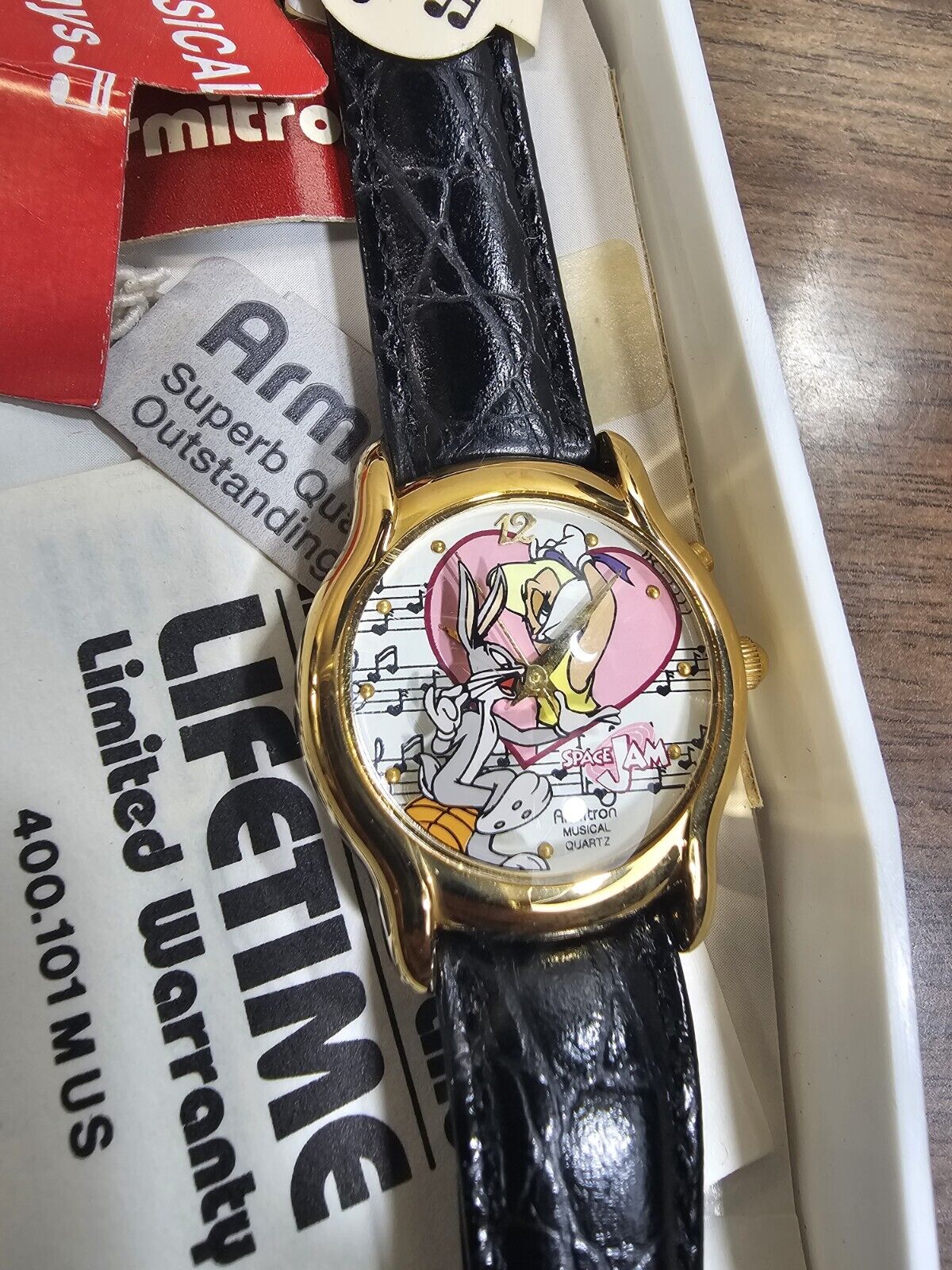 Vintage 1990s Warner Brothers Bugs Bunny Lola Bunny SPACE JAM Musical Watch 