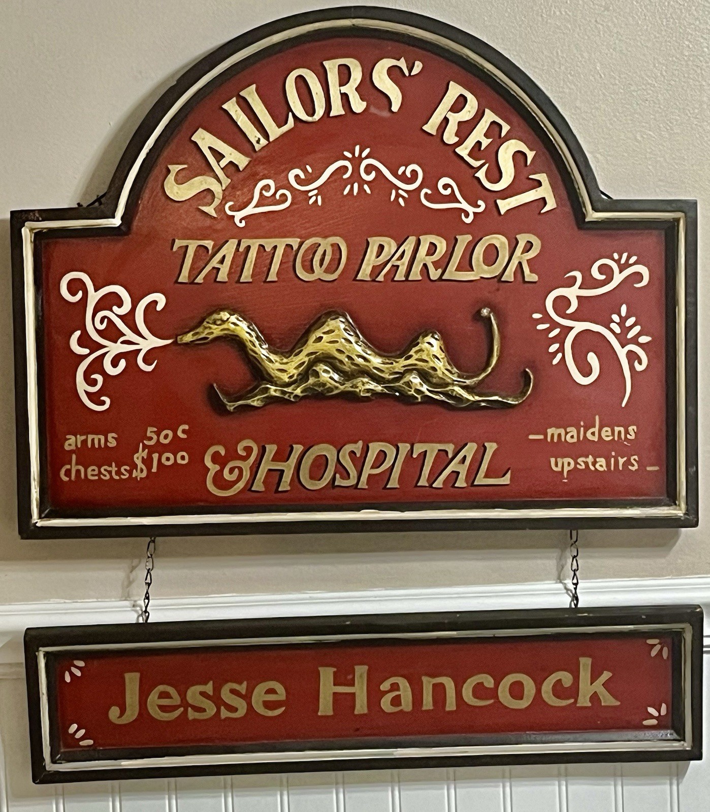 Vtg Custom Wood Tattoo Parlor Hospital Sign Jesse Hancock 23X26 Man Cave READ MO Vtg Custom Wood Tattoo Parlor Hospital Sign Jesse Hancock 23X26 Man Cave READ MO