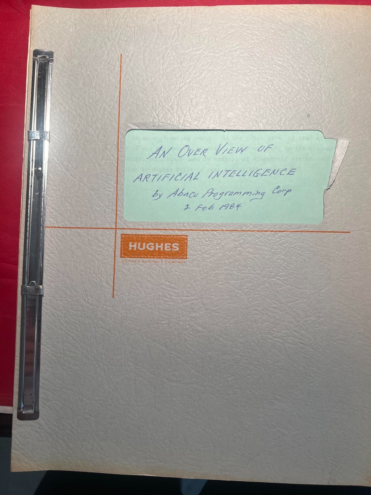 RARE HOWARD HUGHES AIRCRAFT ARTIFICIAL INTELLIGENCE PRESENTATION MATERIAL RARE HOWARD HUGHES AIRCRAFT ARTIFICIAL INTELLIGENCE PRESENTATION MATERIAL