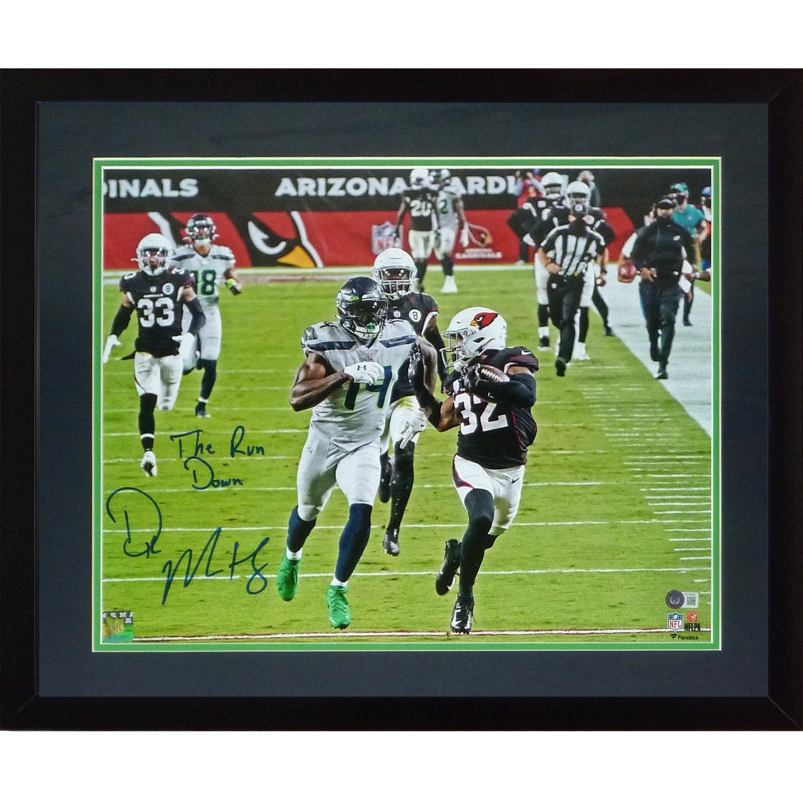 DK Metcalf Autographed Seattle Seahawks Deluxe Framed 16x20 Photo w/ "The Run Do DK Metcalf Autographed Seattle Seahawks Deluxe Framed 16x20 Photo w/ "The Run Do