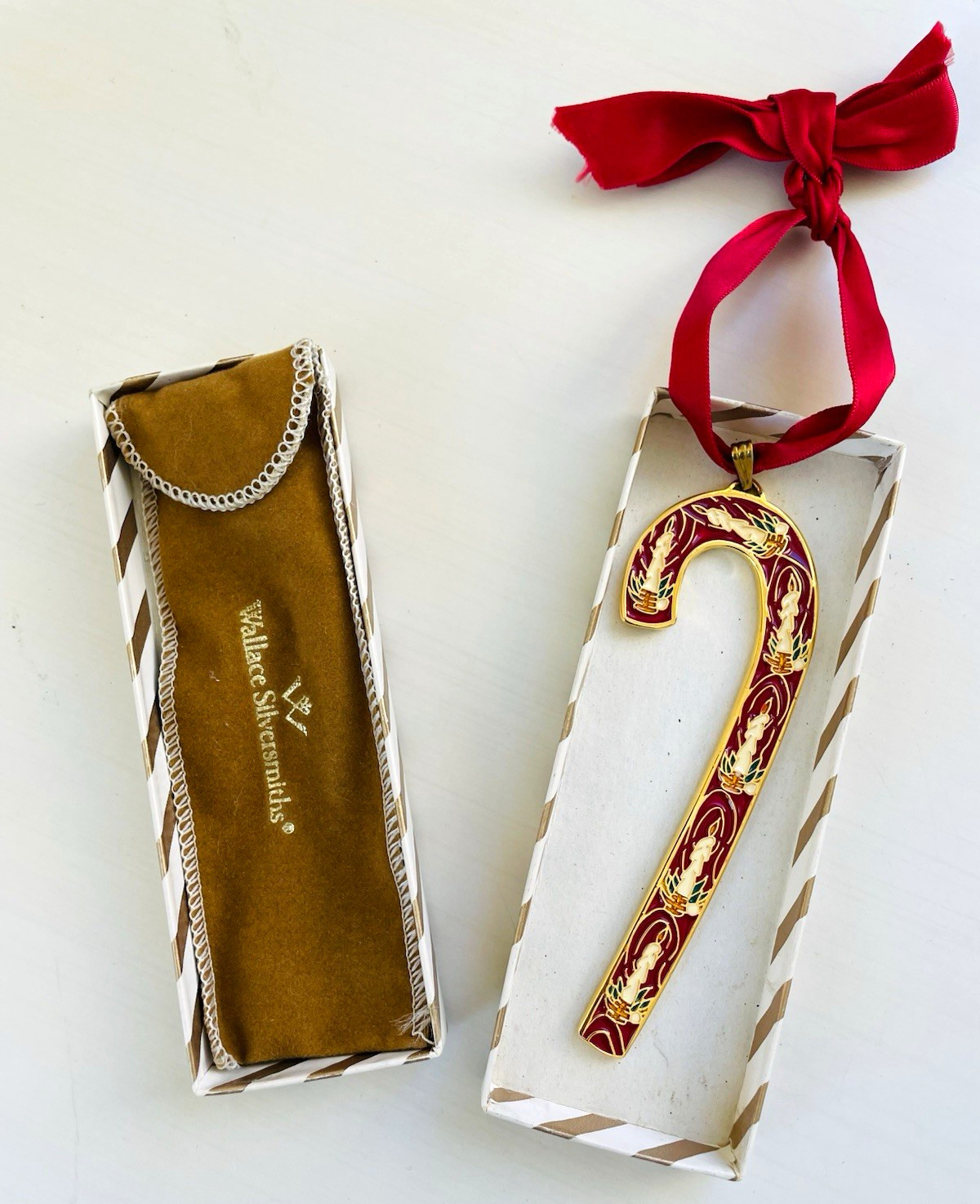 Vintage 1989 Wallace Silversmith Candlelight Candy Cane Christmas Ornament Vintage 1989 Wallace Silversmith Candlelight Candy Cane Christmas Ornament