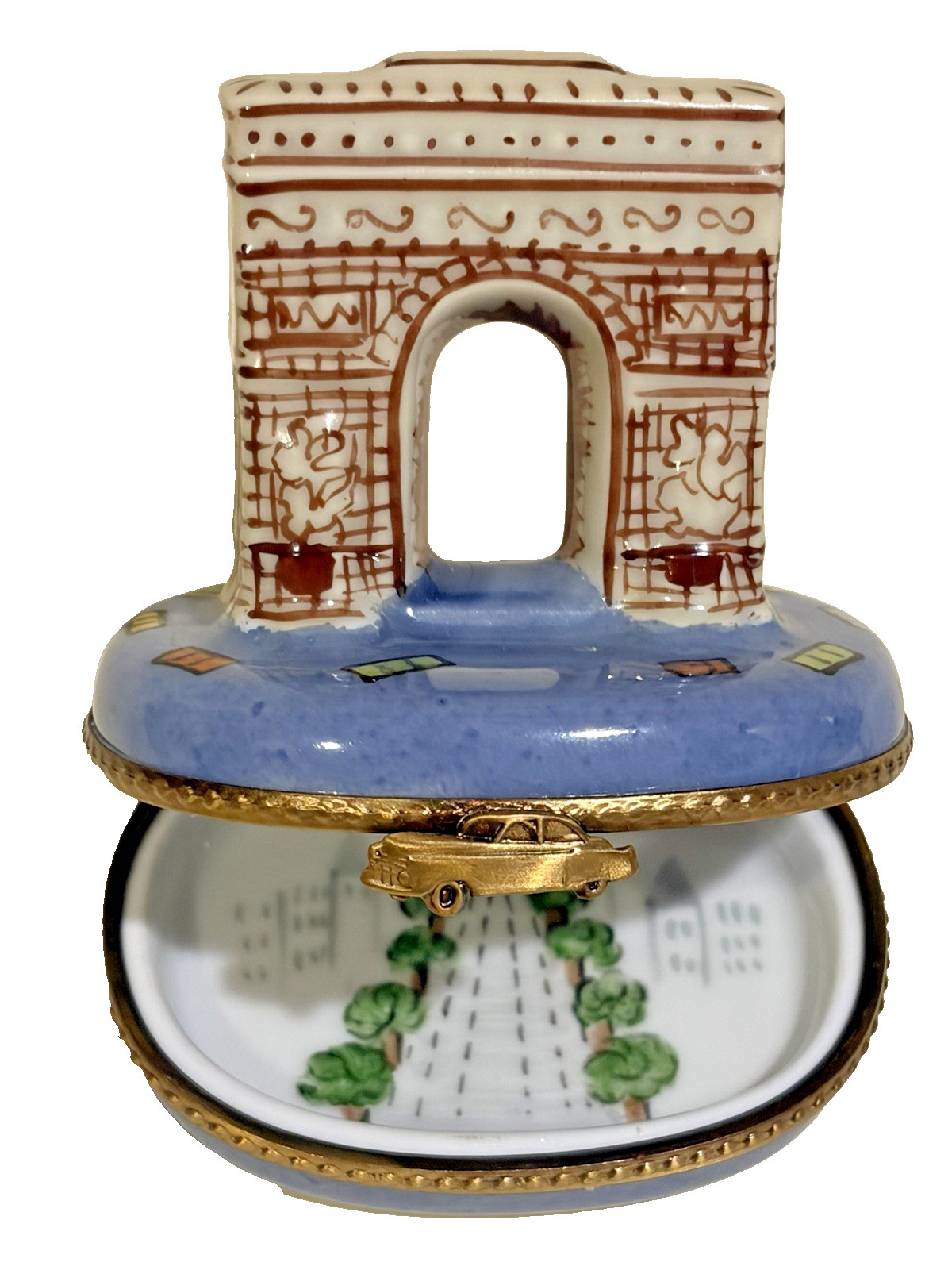 LIMOGES PEINT MAIN Trinket Box-PARIS Landmark ARC de TRIOMPHE-Artist Signed LD LIMOGES PEINT MAIN Trinket Box-PARIS Landmark ARC de TRIOMPHE-Artist Signed LD