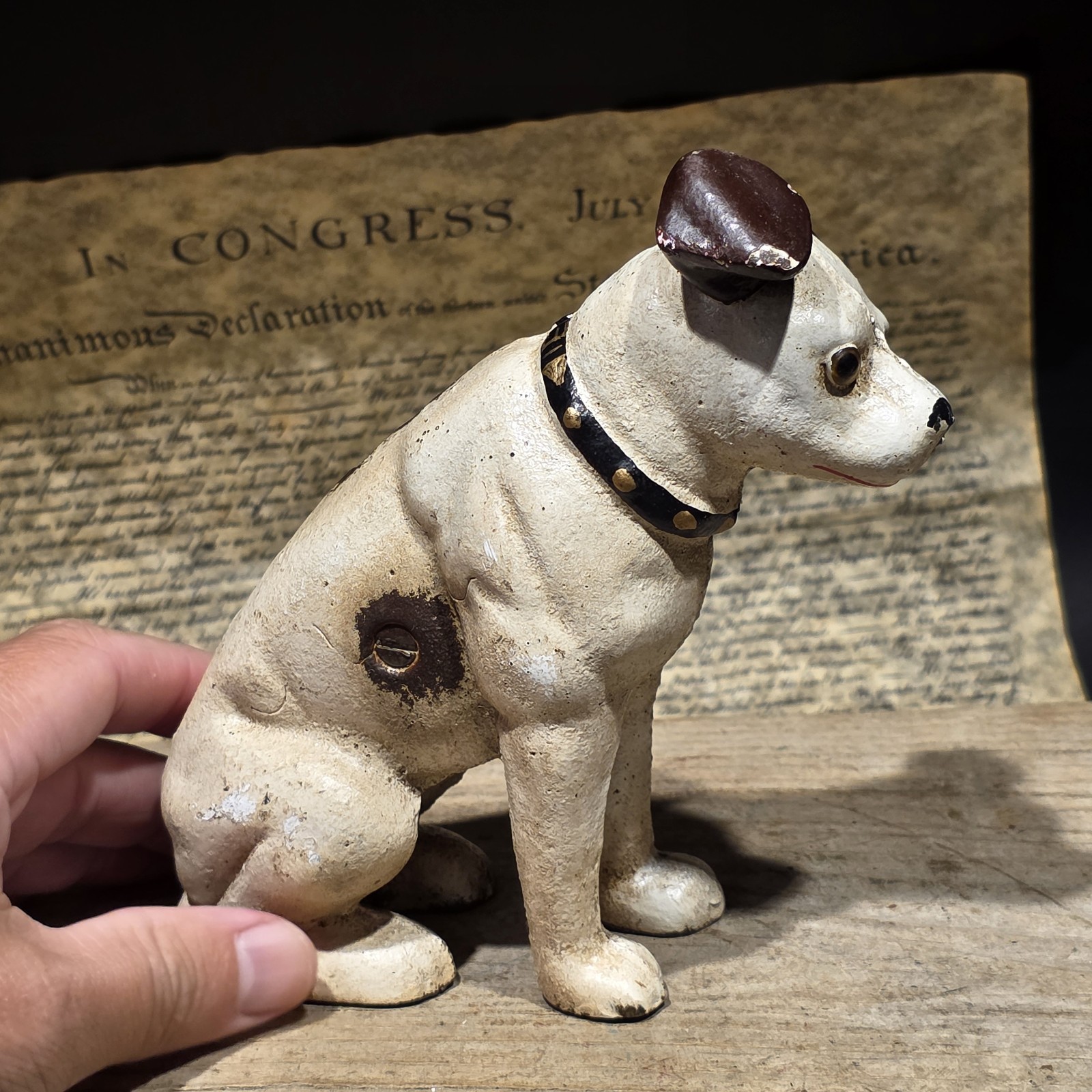 6" Vintage Style Nipper Dog Cast Iron Coin Bank
