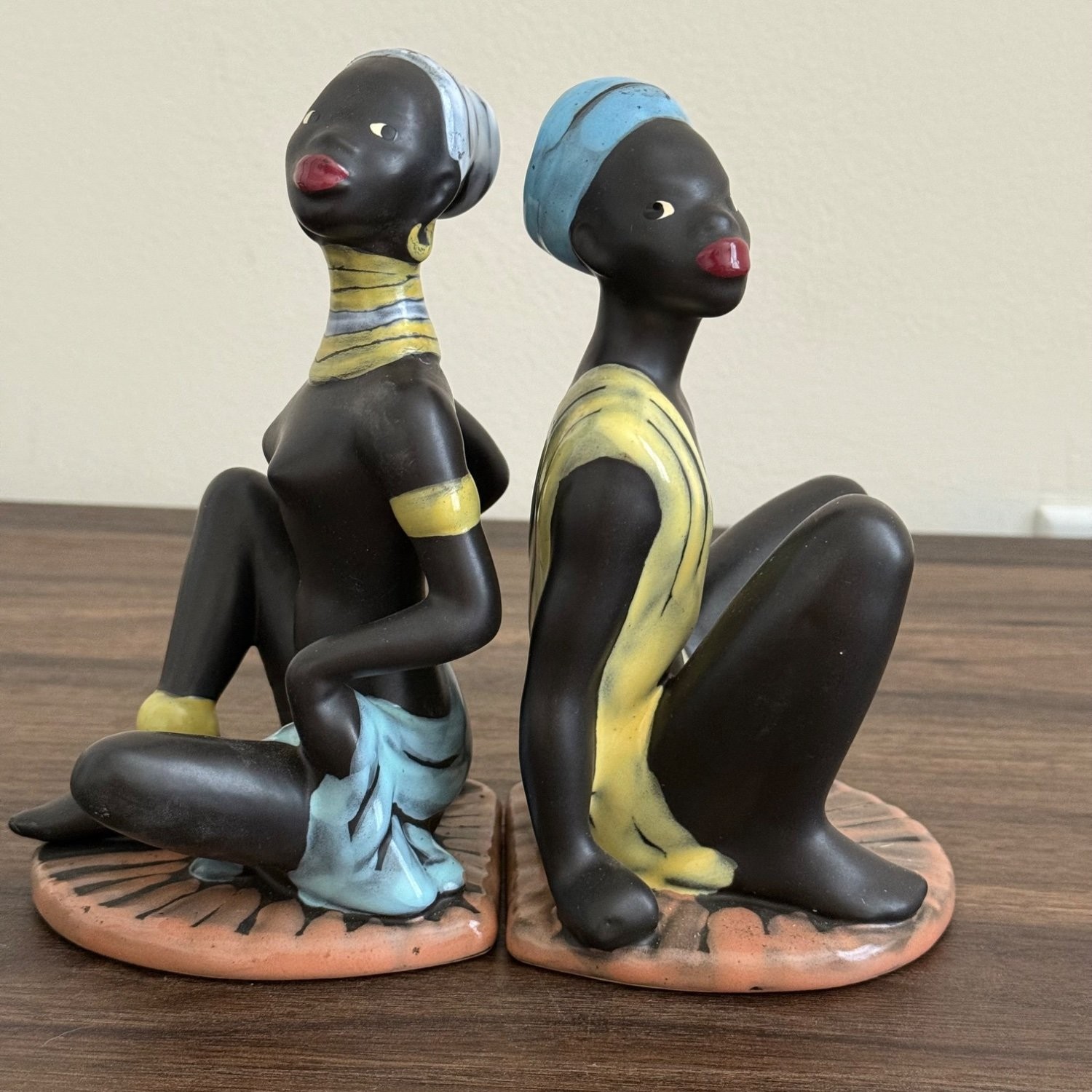 Vintage Elliot Spear African Tribal Bookends Figurines 1950s Ceramic Handmade Vintage Elliot Spear African Tribal Bookends Figurines 1950s Ceramic Handmade