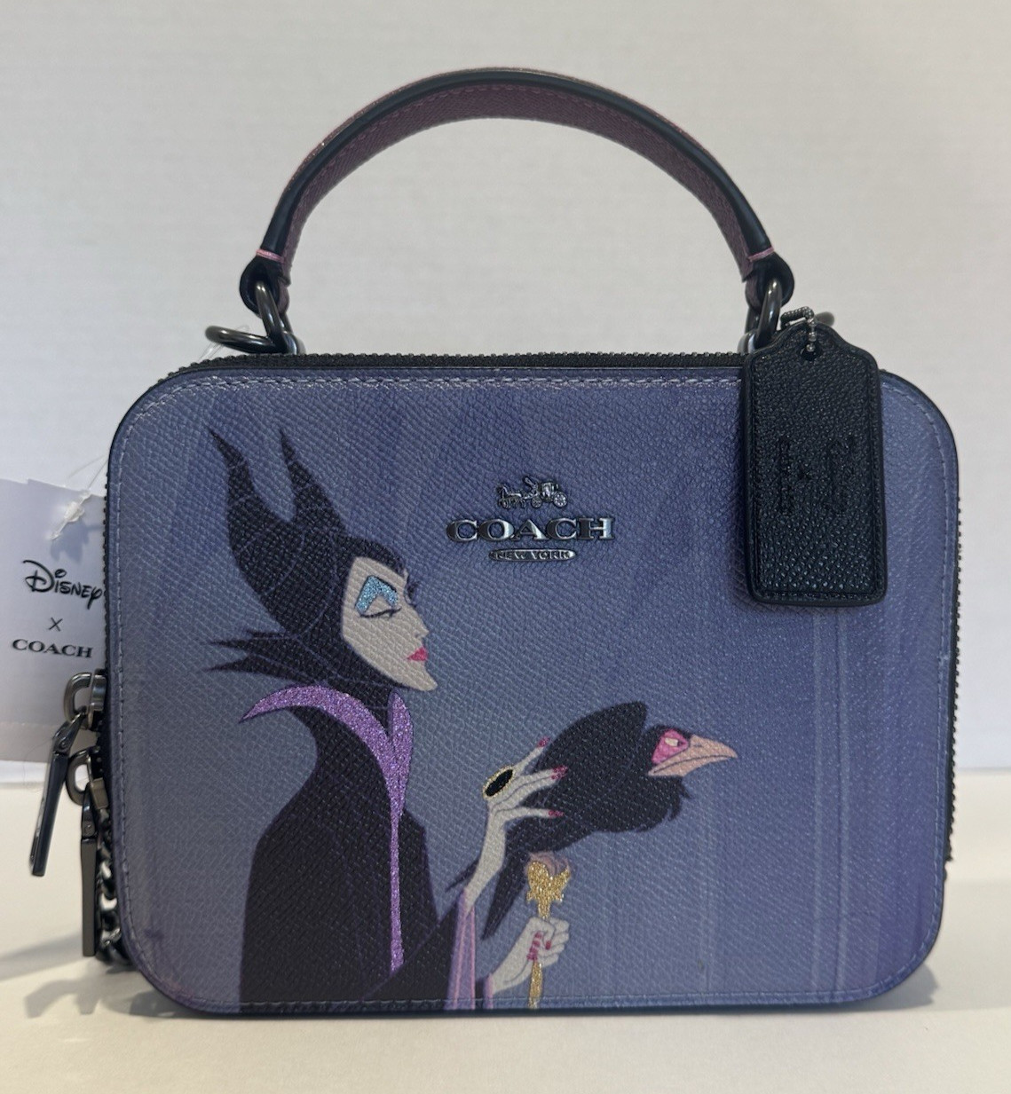 Coach x Disney Sleeping Beauty Maleficent Box Bag Purse Small Purple Black CC376 Coach x Disney Sleeping Beauty Maleficent Box Bag Purse Small Purple Black CC376