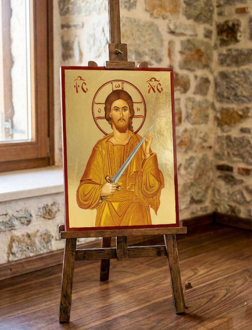 Large Byzantine Icon of Christ "Cutter of Sin" - Genuine Gold Leaf & Certificate