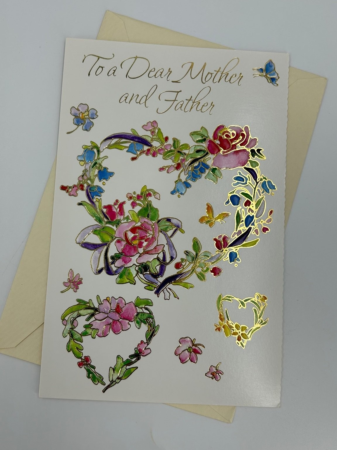 2011 American Greetings Mother Father Anniversary Card Floral Gold Foil 2011 American Greetings Mother Father Anniversary Card Floral Gold Foil
