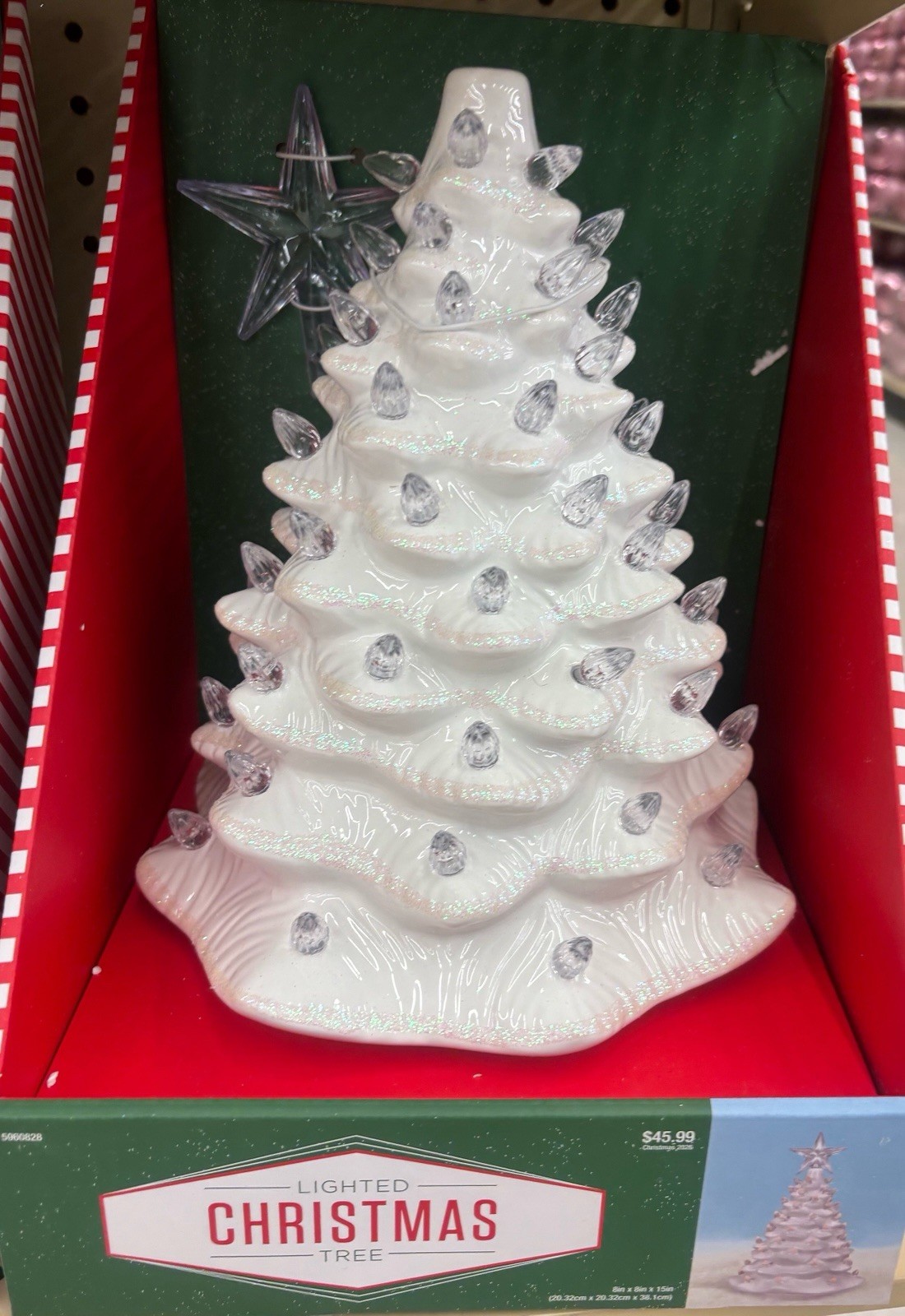 White ceramic Christmas tree with Clear lights White ceramic Christmas tree with Clear lights