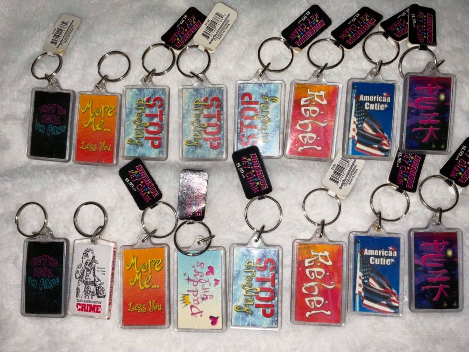 90s Attitude Keychains Lot of 16 Rebel Punk Drooling Cutie Less You RC3