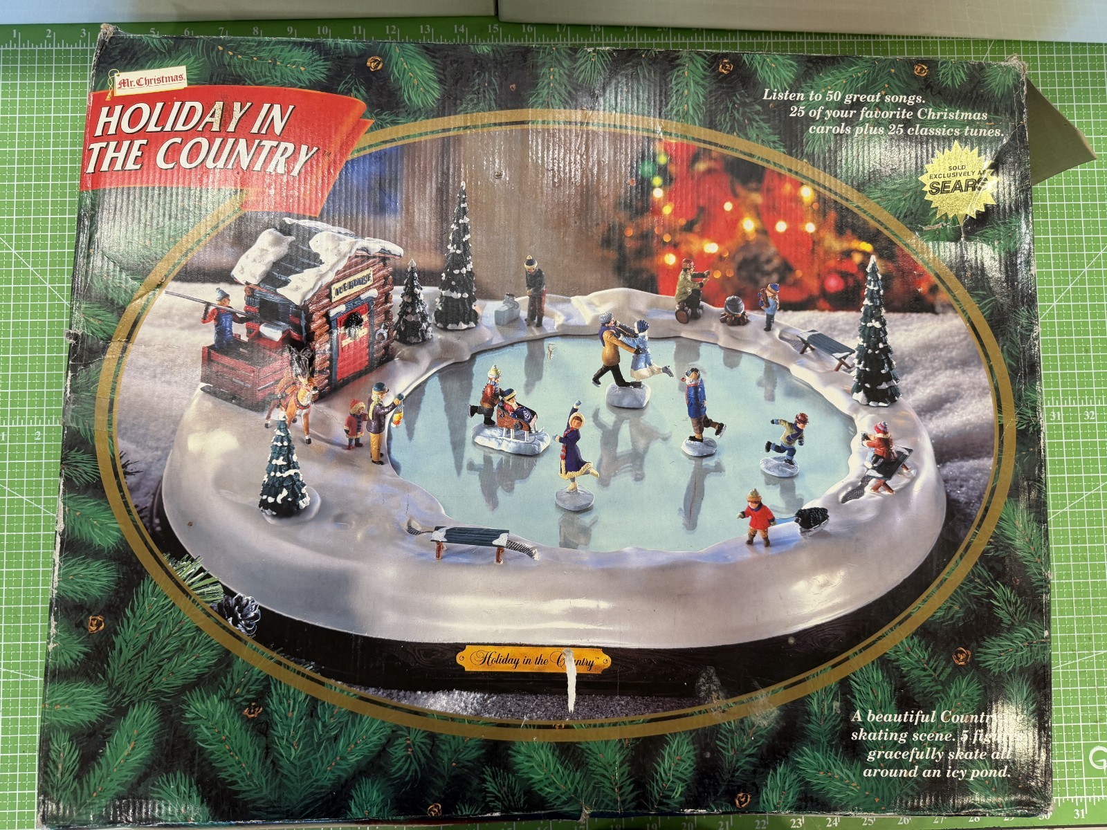 Mr. Christmas Holiday In The Country Ice Skating Scene Original Box - Works Mr. Christmas Holiday In The Country Ice Skating Scene Original Box - Works