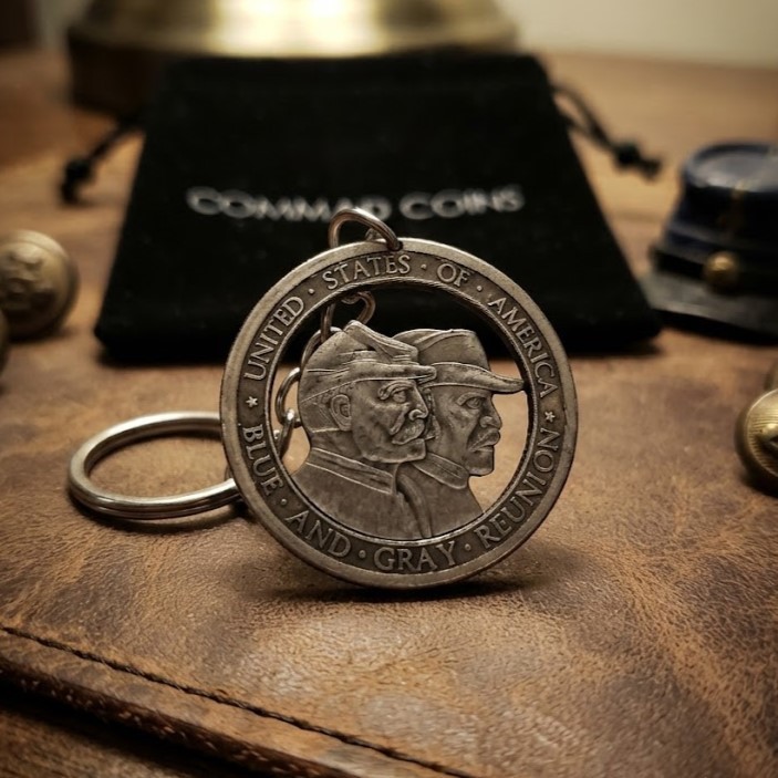 1936 Cut Coin Keychain Half Dollar Blue and Grey Reunion Civil War Gettysburg 1936 Cut Coin Keychain Half Dollar Blue and Grey Reunion Civil War Gettysburg