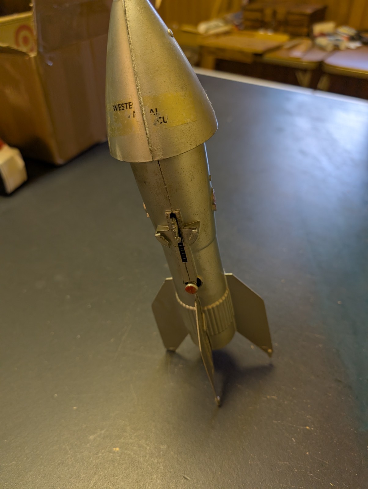 1950s Vintage Metal Mechanical Space/Rocket Ship Bank 1950s Vintage Metal Mechanical Space/Rocket Ship Bank