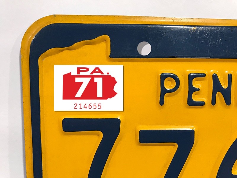 1971 Pennsylvania License Plate Registration Sticker, YOM, PA, Tag 1971 Pennsylvania License Plate Registration Sticker, YOM, PA, Tag