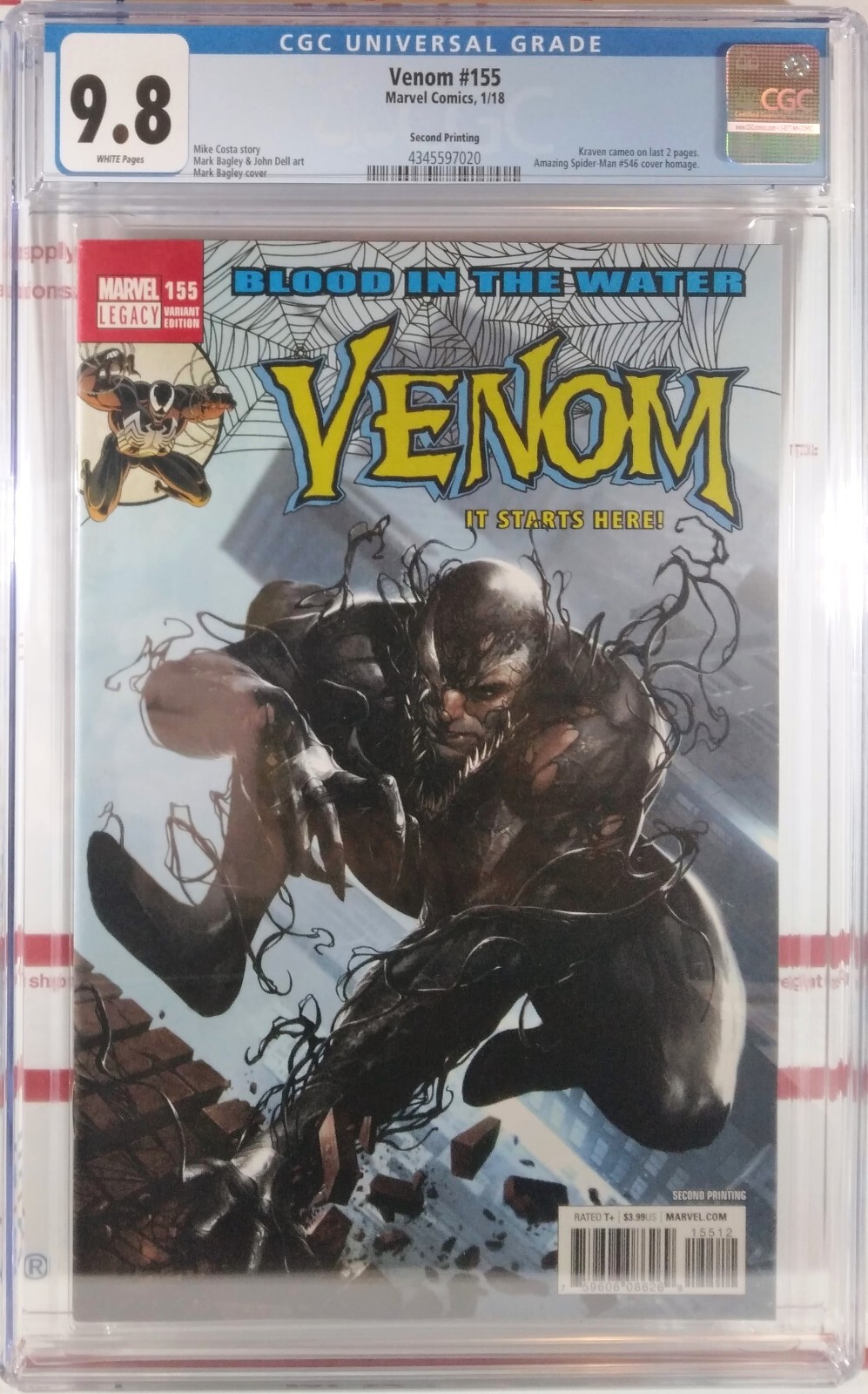 💥 CGC 9.8 VENOM #155 SECOND PRINTING VARIANT 2018 SPIDER-MAN Brand New Day 2nd 💥 CGC 9.8 VENOM #155 SECOND PRINTING VARIANT 2018 SPIDER-MAN Brand New Day 2nd