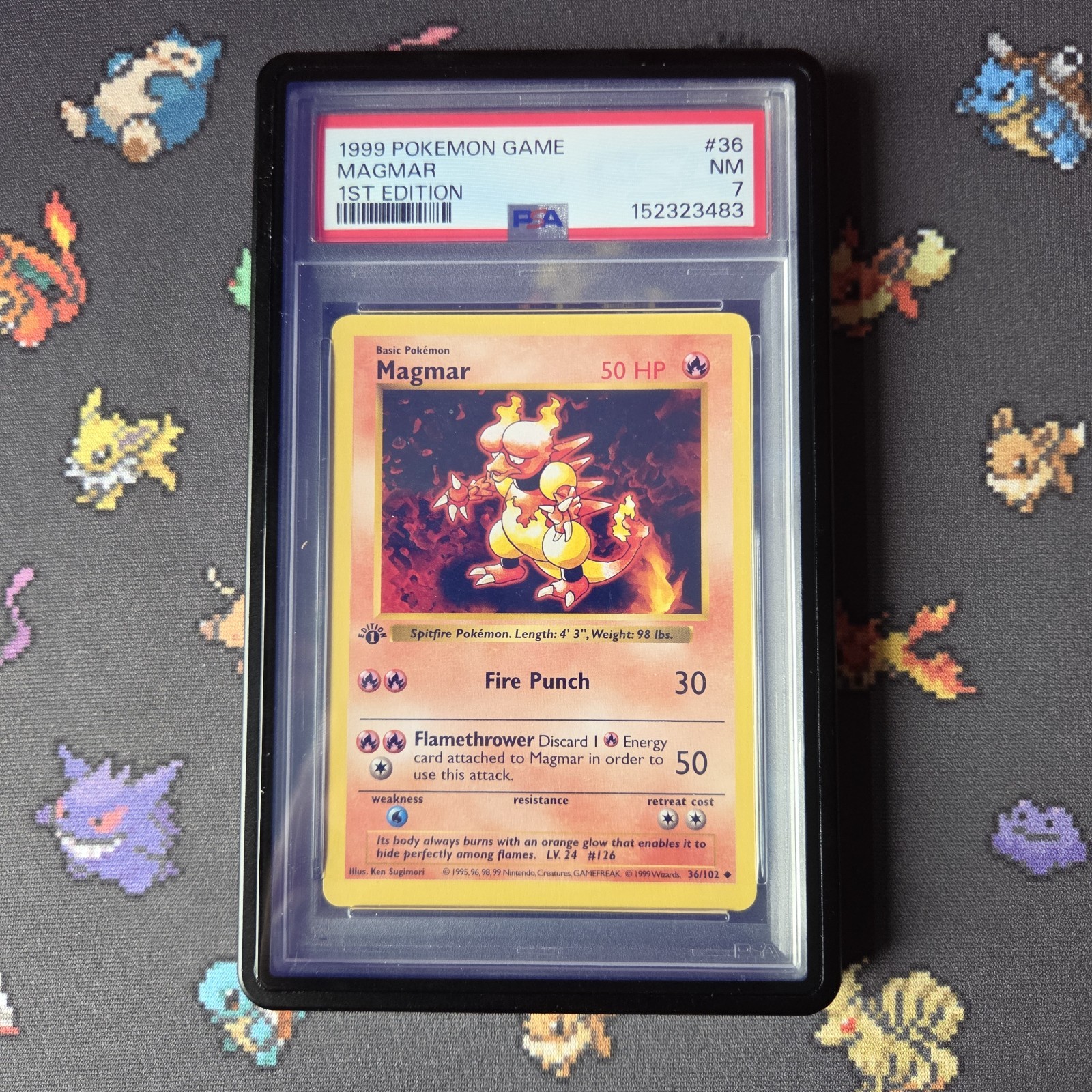 PSA 7 Magmar 1st Edition Base Set Pokemon Card Vintage WOTC PSA 7 Magmar 1st Edition Base Set Pokemon Card Vintage WOTC